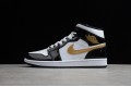 Nike Air Jordan 1 Mid Black Gold 852542-007 Basketball Shoes