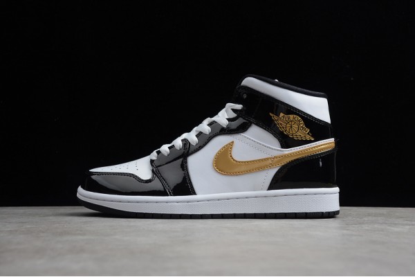 Nike Air Jordan 1 Mid Black Gold 852542-007 Basketball Shoes