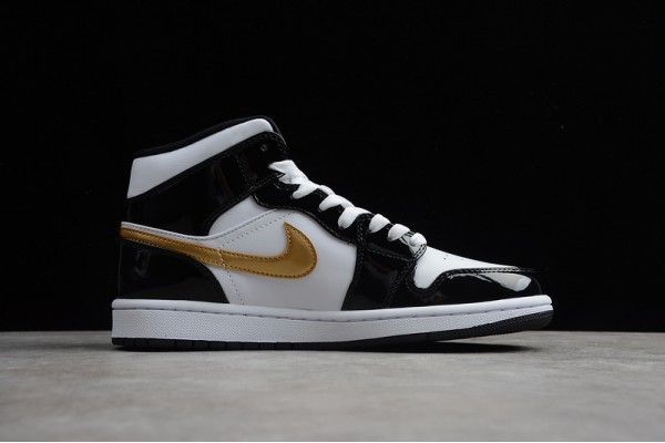 Nike Air Jordan 1 Mid Black Gold 852542-007 Basketball Shoes