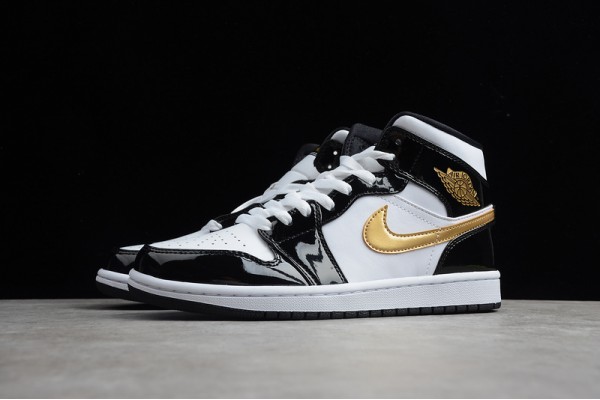 Nike Air Jordan 1 Mid Black Gold 852542-007 Basketball Shoes