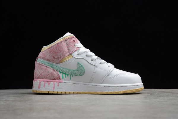 Nike Air Jordan 1 Mid Ice Cream DD1666-100 Basketball Shoes White Pink .jpg