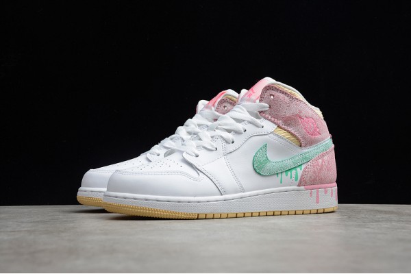 Nike Air Jordan 1 Mid Ice Cream DD1666-100 Basketball Shoes White Pink .jpg