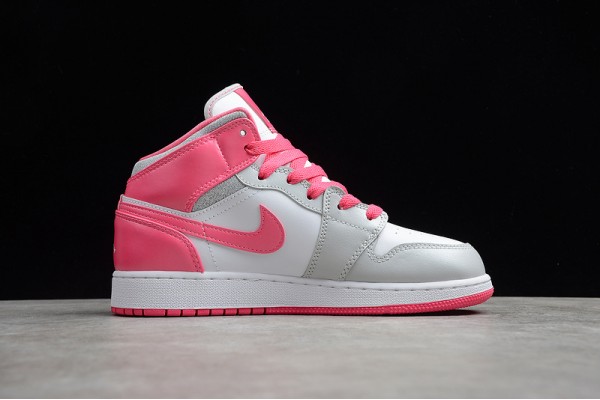 Nike Air Jordan 1 Mid Platinum Pink 555112-109 Basketball Shoes