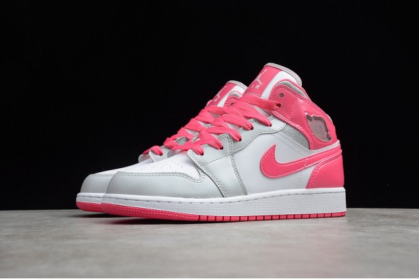 Nike Air Jordan 1 Mid Platinum Pink 555112-109 Basketball Shoes