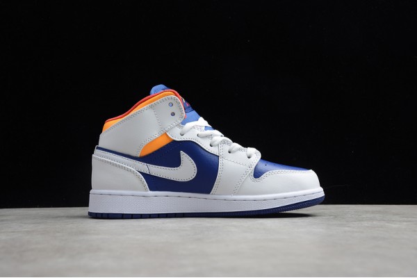 Nike Air Jordan 1 Mid White Deep Royal Blue 554725-131 Basketball Shoes