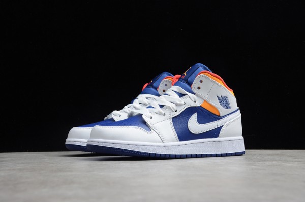 Nike Air Jordan 1 Mid White Deep Royal Blue 554725-131 Basketball Shoes