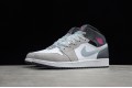 Nike Air Jordan 1 Mid White Grey Hyper Pink 555112-117 Basketball Shoes