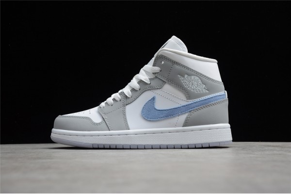 Nike Air Jordan 1 Mid Wolf Grey Aluminum BQ6472-105 Basketball Shoes