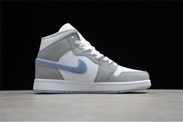 Nike Air Jordan 1 Mid Wolf Grey Aluminum BQ6472-105 Basketball Shoes