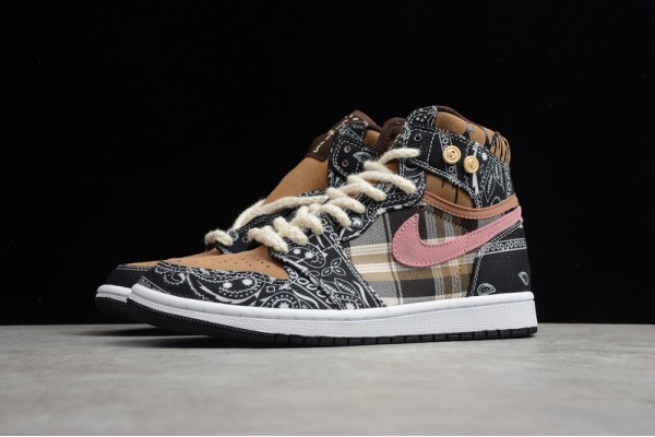 Nike Air Jordan 1 High R2T Black Brown Pink Brun Rose CT4487-001 Basketball Shoes