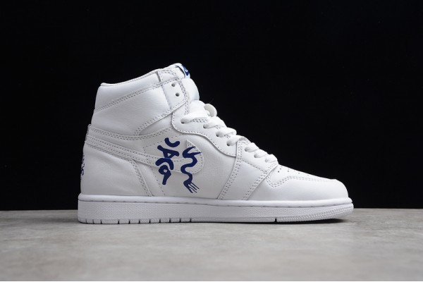 Nike Air Jordan 1 High White Blue Dragon 555088-100 Basketball Shoes