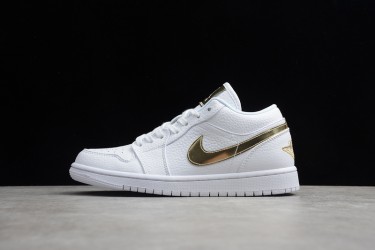 Nike Air Jordan 1 Low White Metallic Gold CZ4776100 Basketball Shoes Unisex