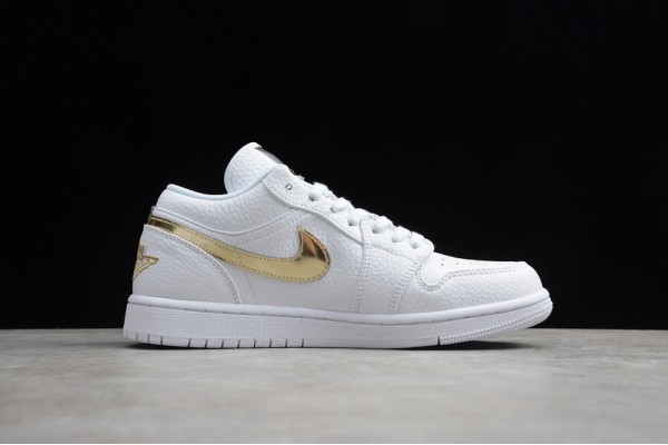 Nike Air Jordan 1 Low White Metallic Gold CZ4776100 Basketball Shoes Unisex