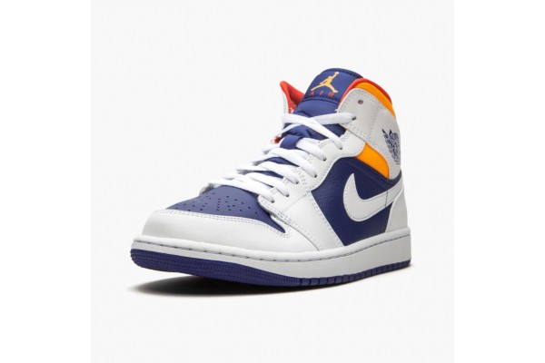 Air Jordan 1 Mid Royal Blue Laser Orange Women/Men 554724-131