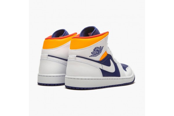 Air Jordan 1 Mid Royal Blue Laser Orange Women/Men 554724-131