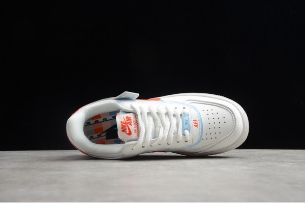 Nike Air Force 1 Low Shadow SE Team Orange Blue --CQ9503-100 Casual Shoes Women