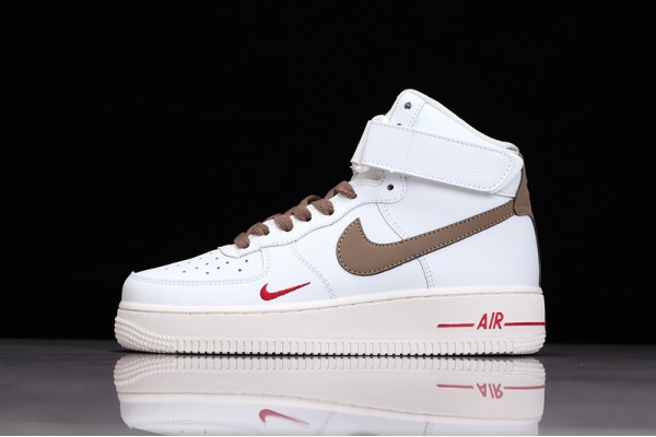 Nike Air Force 1 Mid Brown White --808788-995 Casual Shoes Unisex