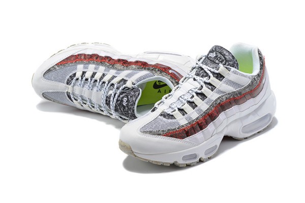 Nike Air Max 95 TT (M) White and Red Running Shoes