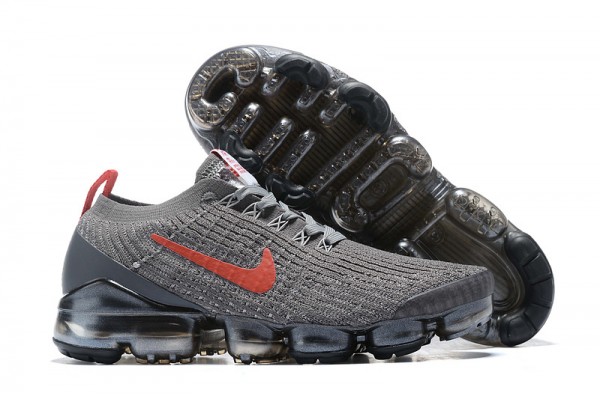 Nike Air VaporMax Flyknit 3 (W/M) Grey Red Running Shoes CT1270-001