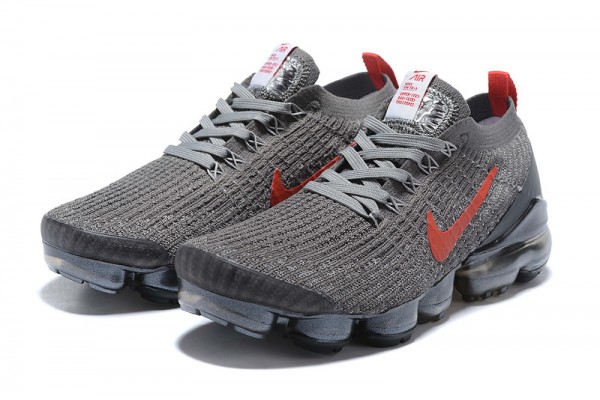 Nike Air VaporMax Flyknit 3 (W/M) Grey Red Running Shoes CT1270-001