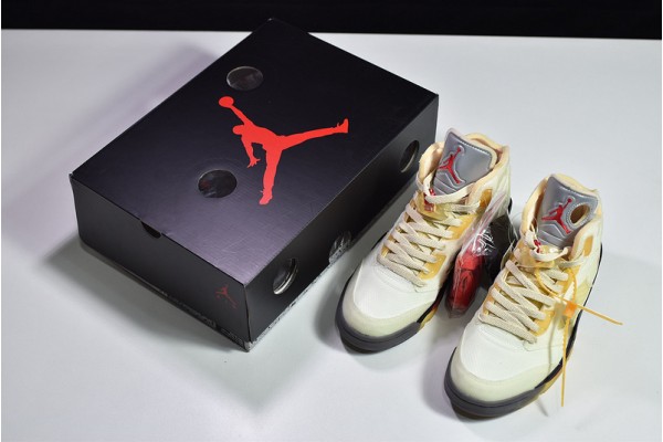 Off-White x Air Jordan 5 "Sail" White Yellow DH8565-100