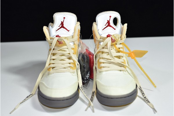 Off-White x Air Jordan 5 "Sail" White Yellow DH8565-100