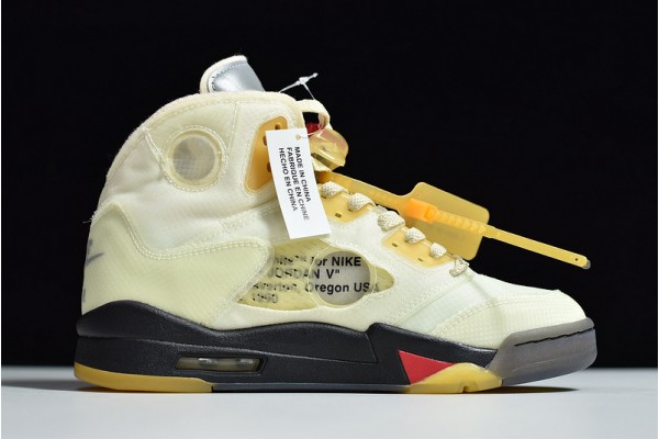 Off-White x Air Jordan 5 "Sail" White Yellow DH8565-100