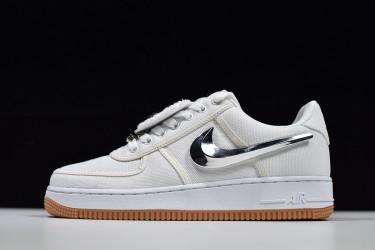 Travis Scott x Nike Air Force 1 "White" White Silver AQ4211-100