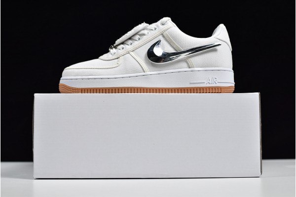 Travis Scott x Nike Air Force 1 White White Silver AQ4211-100