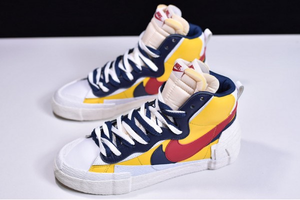 Sacai x Nike Blazer Mid Maize Navy Blue Red Yellow BV0072-700