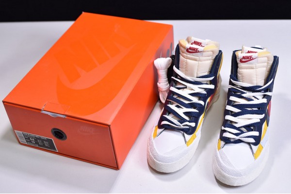 Sacai x Nike Blazer Mid Maize Navy Blue Red Yellow BV0072-700