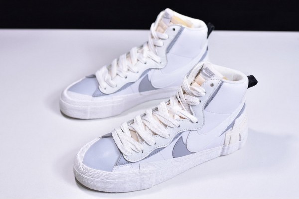 Sacai x Nike Blazer Mid White Grey Triple White BV0072-100