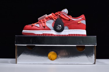 Off-White x Nike SB Dunk Low "University Red" Red Gray CT0856-600