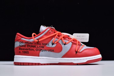 Off-White x Nike SB Dunk Low "University Red" Red Gray CT0856-600